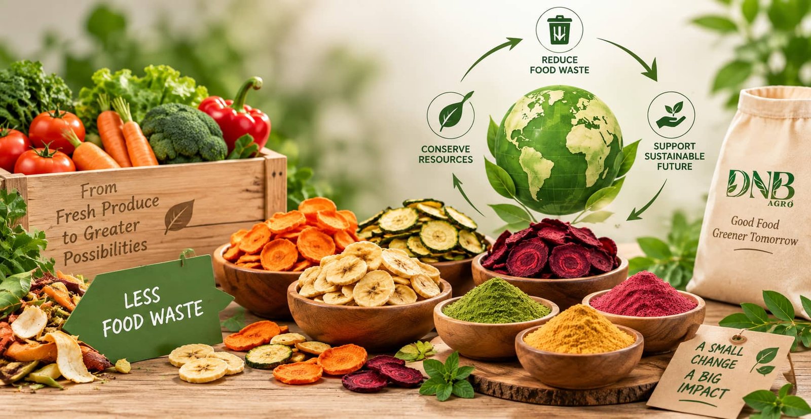 how dehydrated fruits and vegetables help reduce food waste and improve sustainability